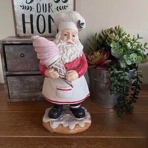 New Peppermint Square 9” Santa Holding Icecream Cone
